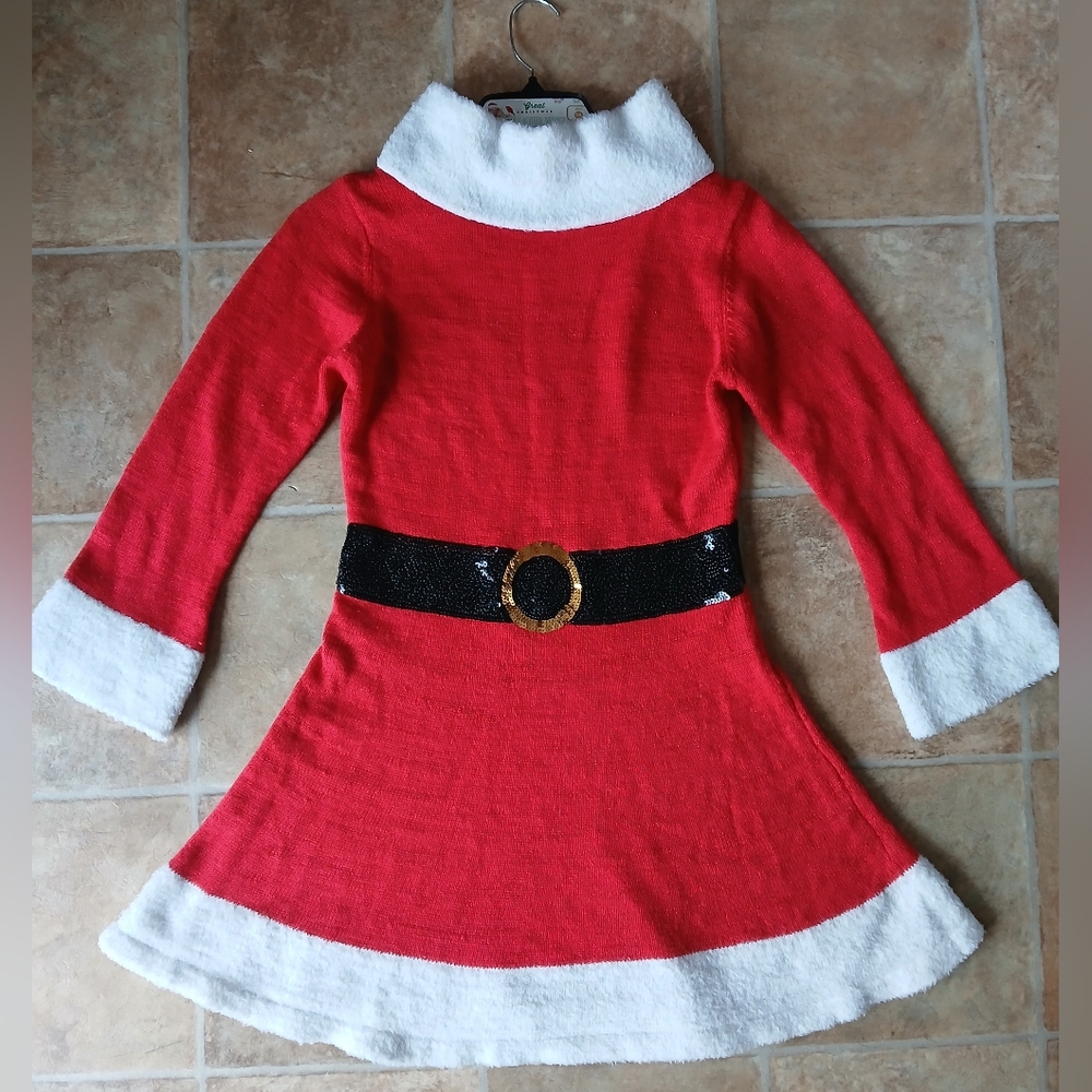 Festive Santa/Mrs Claus Red and White Holiday Sweater Dress